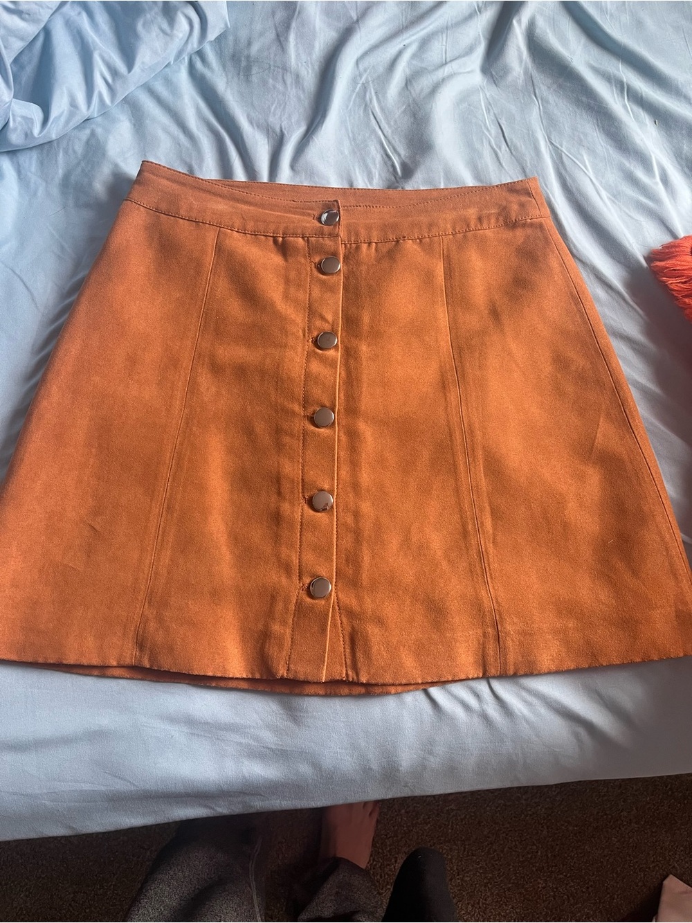 H&M Orange Button-Front A-Line Mini Skirt